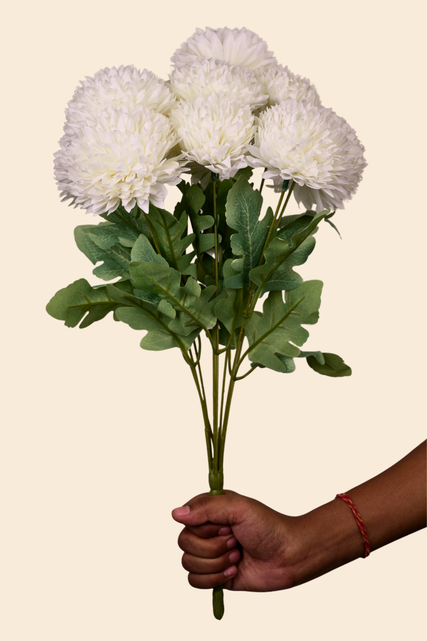 Faux Pompom Chrysanthemums Chic Flower Stem - White