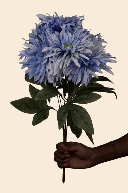 Faux Chrysanthemums Ethereal Flower Stem - Blue