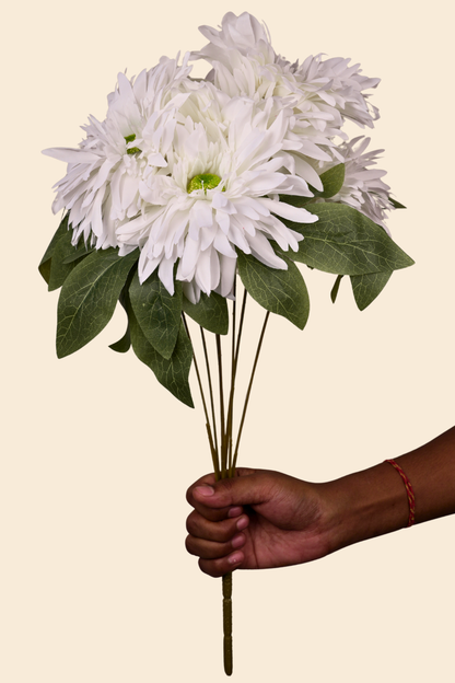 Faux Chrysanthemums Ethereal Flower Stem - White