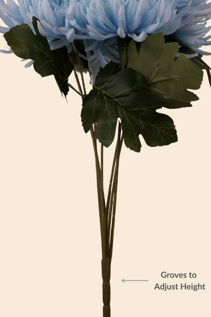 Faux Spider Chrysanthemum Majestic Flower Stem - Light Blue