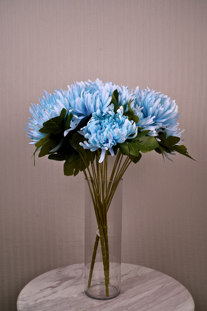 Faux Spider Chrysanthemum Majestic Flower Stem - Light Blue