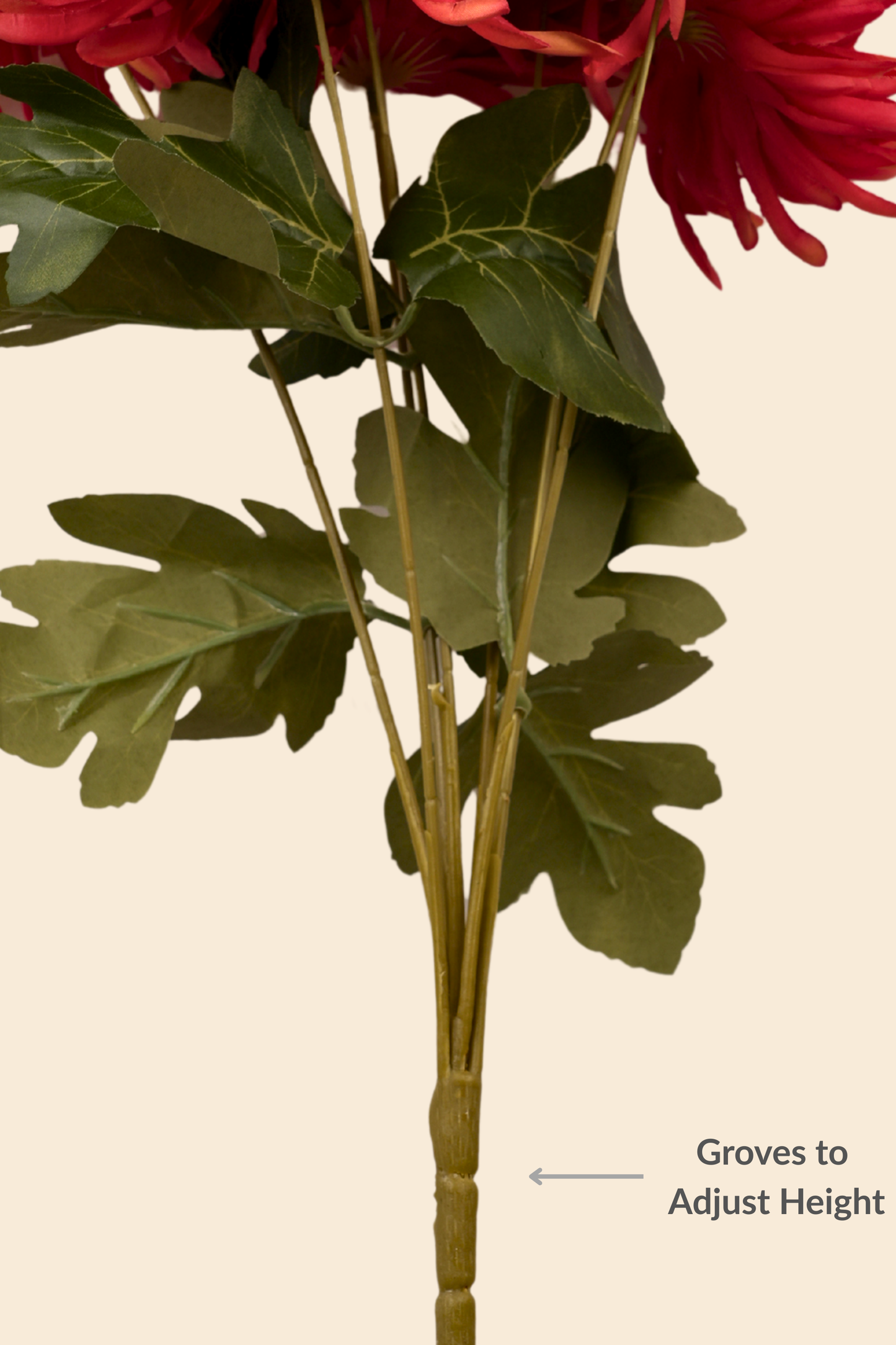 Faux Spider Chrysanthemum Majestic Flower Stem - Red