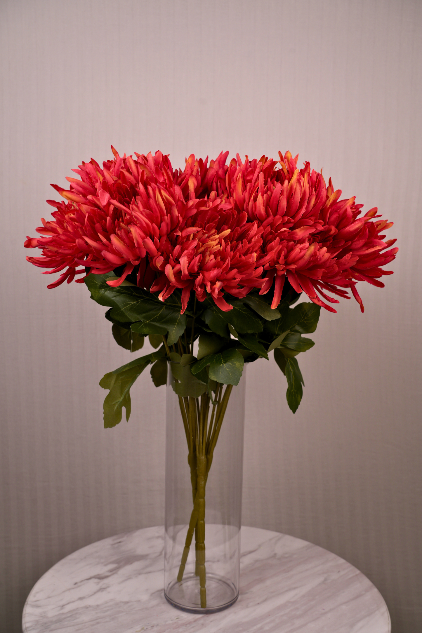 Faux Spider Chrysanthemum Majestic Flower Stem - Red