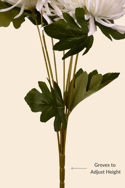 Faux Spider Chrysanthemum Majestic Flower Stem - White