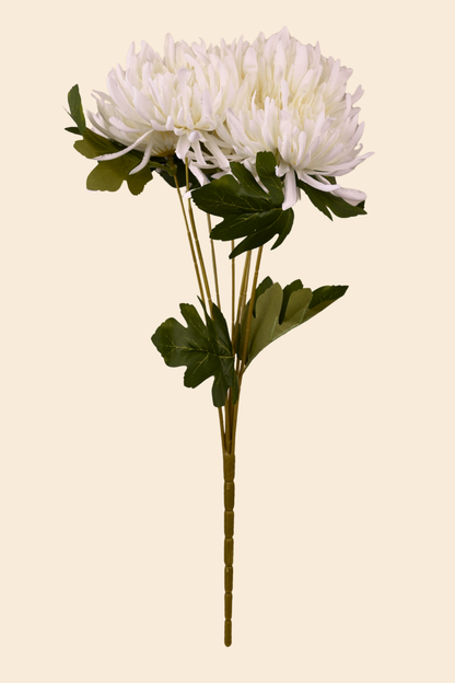Faux Spider Chrysanthemum Majestic Flower Stem - White