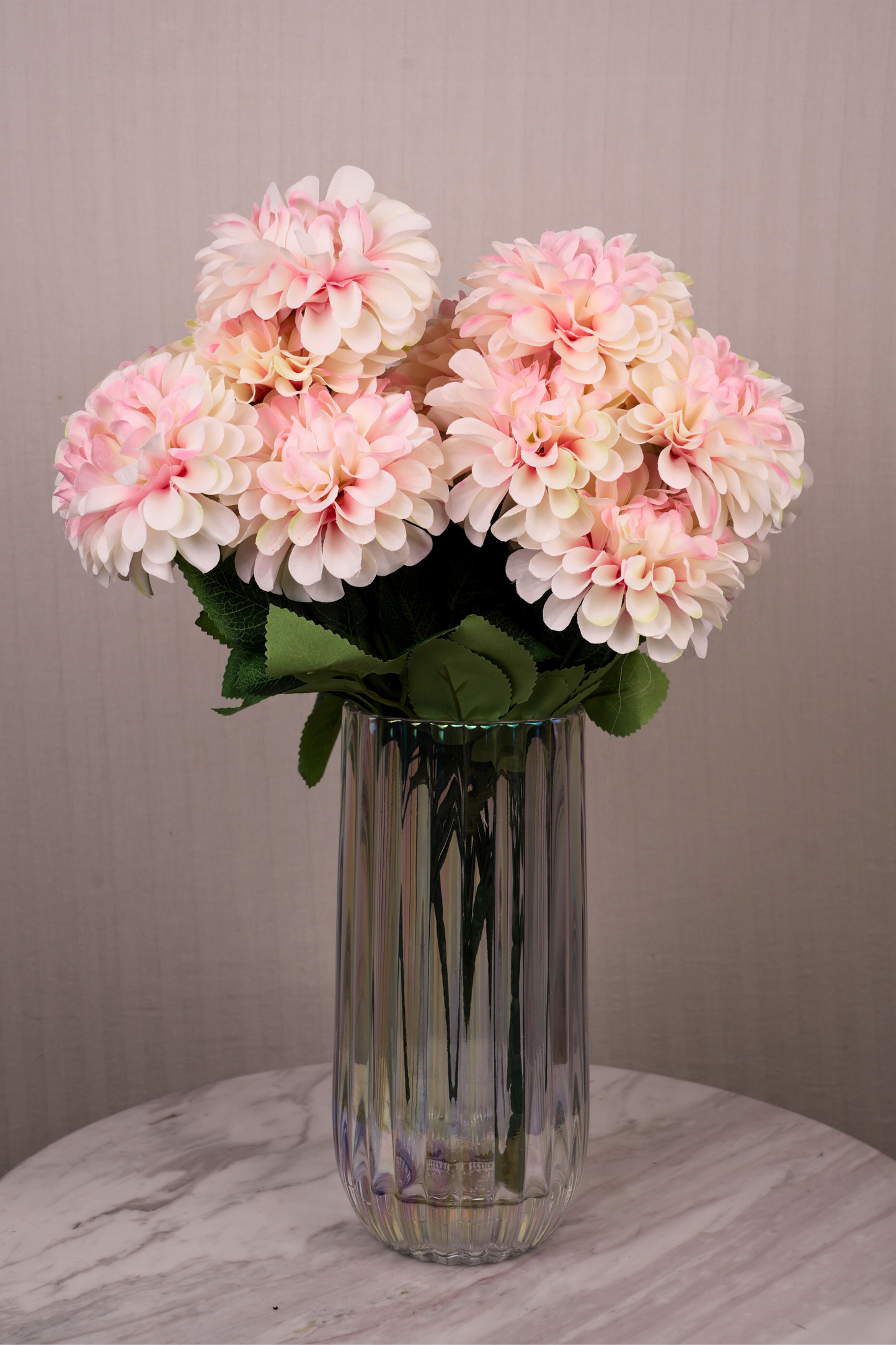 Faux Pompom Chrysanthemums Serene Flower Stem - Light Pink