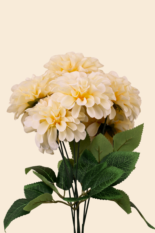 Faux Pompom Chrysanthemums Serene Flower Stem - Light Yellow