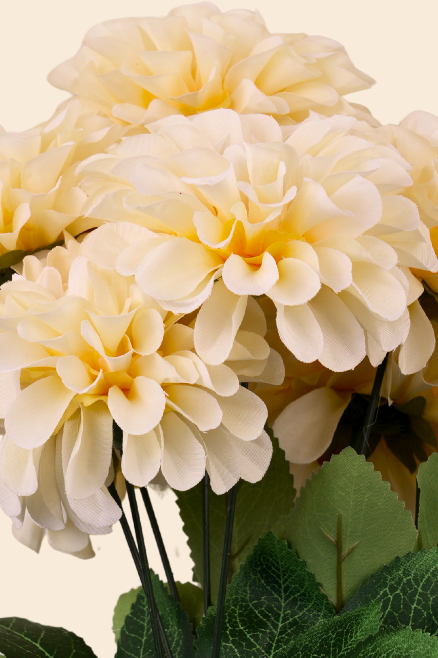 Faux Pompom Chrysanthemums Serene Flower Stem - Light Yellow