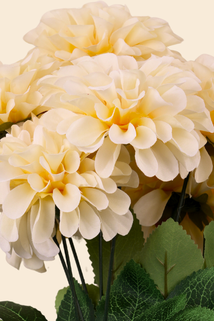 Faux Pompom Chrysanthemums Serene Flower Stem - Light Yellow
