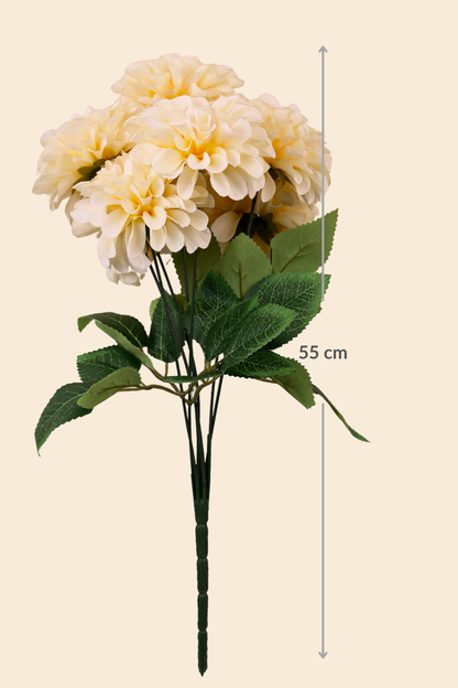 Faux Pompom Chrysanthemums Serene Flower Stem - Light Yellow