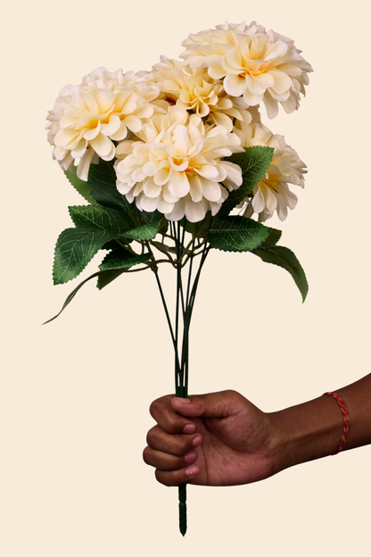 Faux Pompom Chrysanthemums Serene Flower Stem - Light Yellow