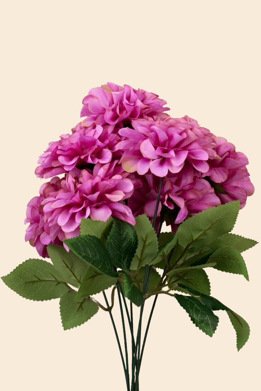 Faux Pompom Chrysanthemums Serene Flower Stem - Purple