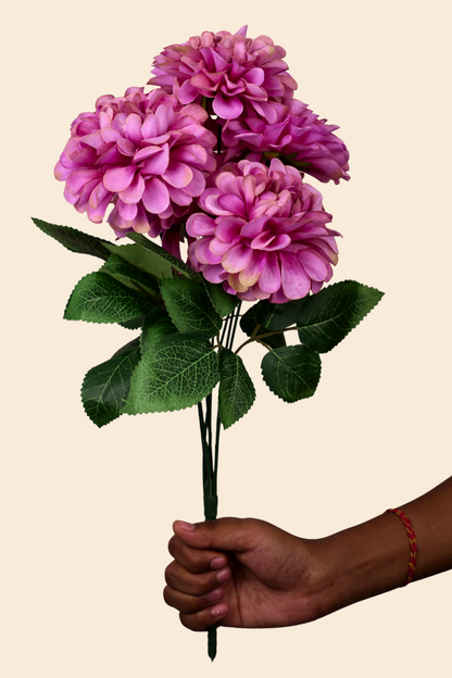 Faux Pompom Chrysanthemums Serene Flower Stem - Purple