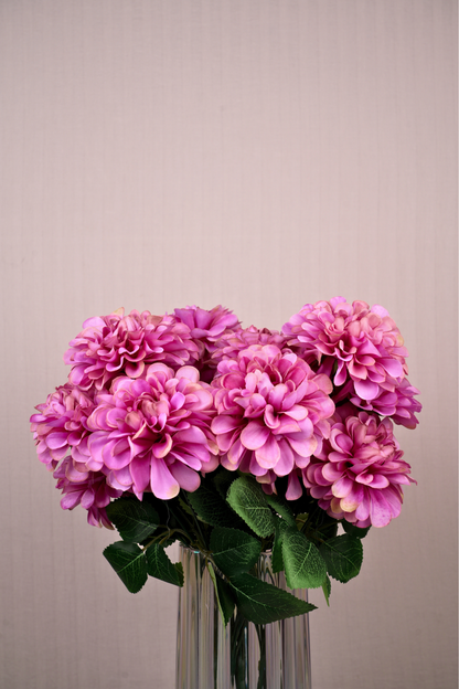 Faux Pompom Chrysanthemums Serene Flower Stem - Purple