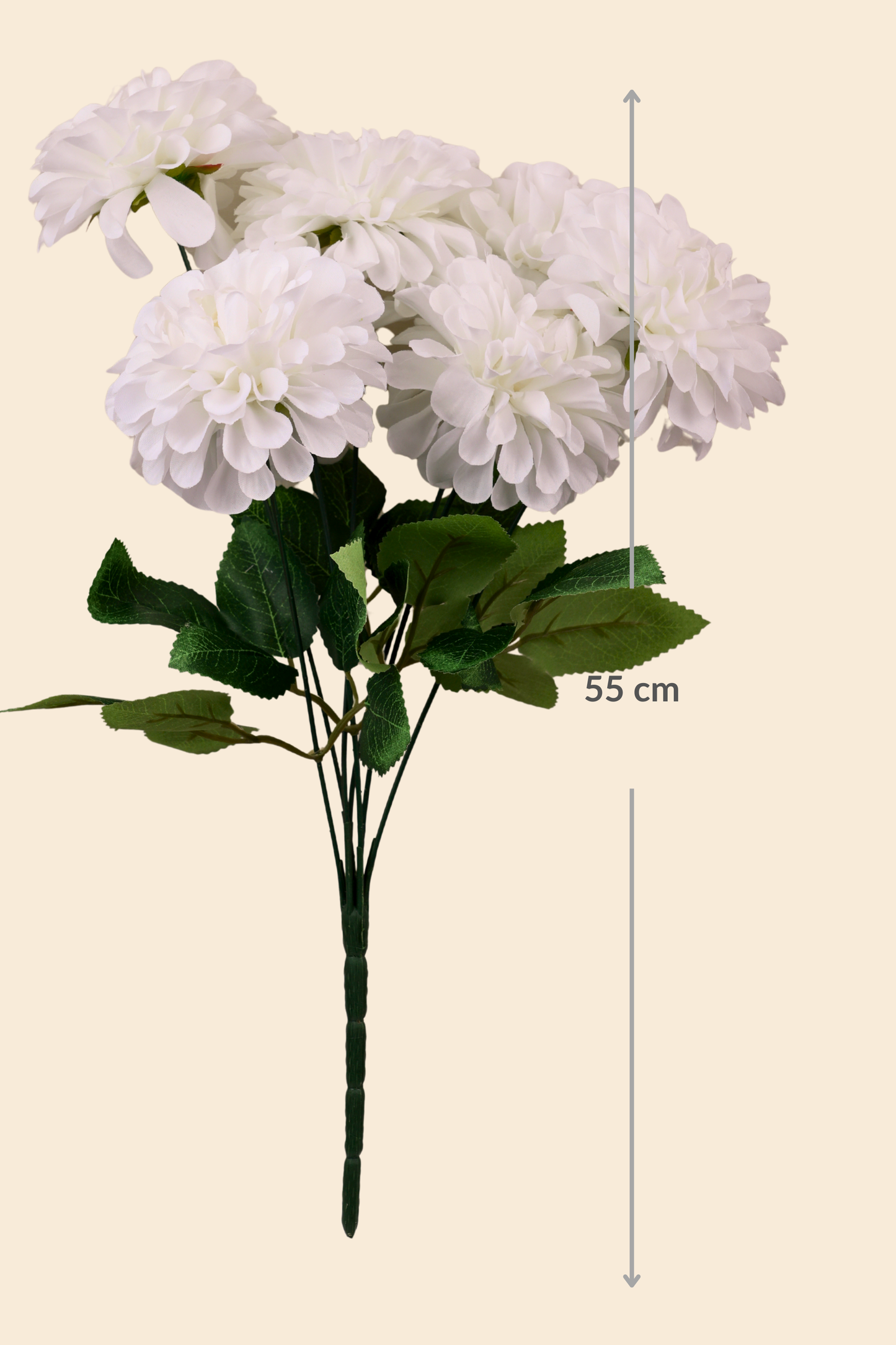 Faux Pompom Chrysanthemums Serene Flower Stem - White