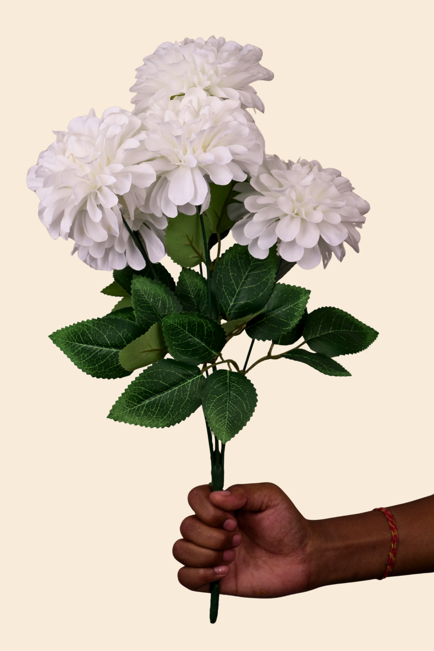 Faux Pompom Chrysanthemums Serene Flower Stem - White