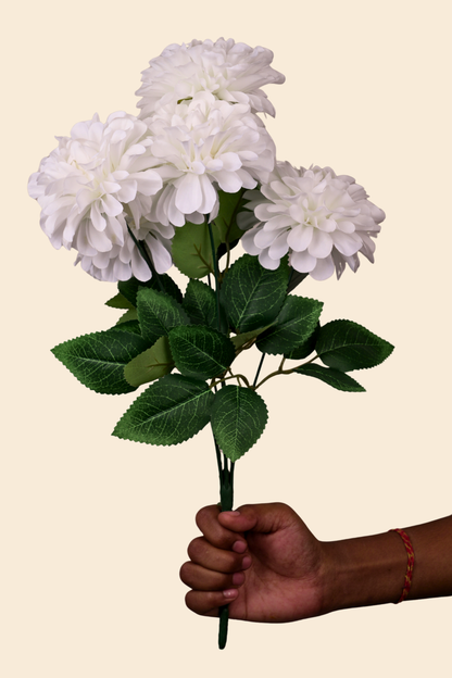 Faux Pompom Chrysanthemums Serene Flower Stem - White