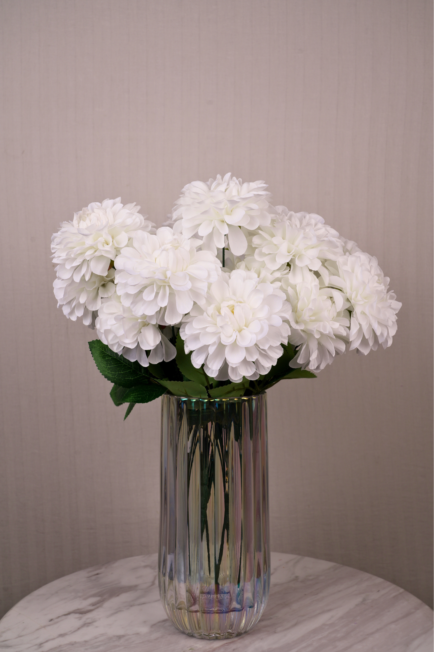 Faux Pompom Chrysanthemums Serene Flower Stem - White