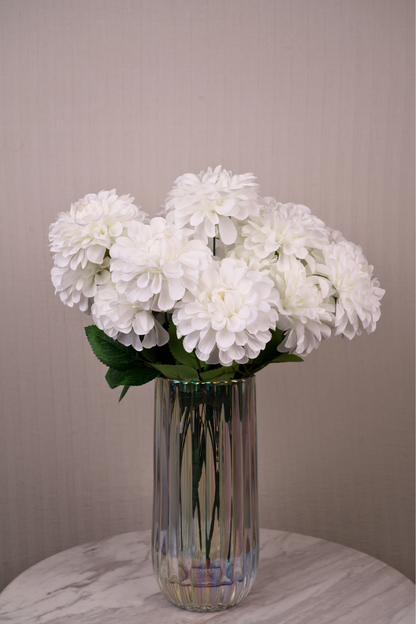 Faux Pompom Chrysanthemums Serene Flower Stem - White