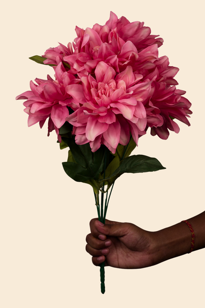 Faux Dahlia Splendid Flower Stem - Bright Pink