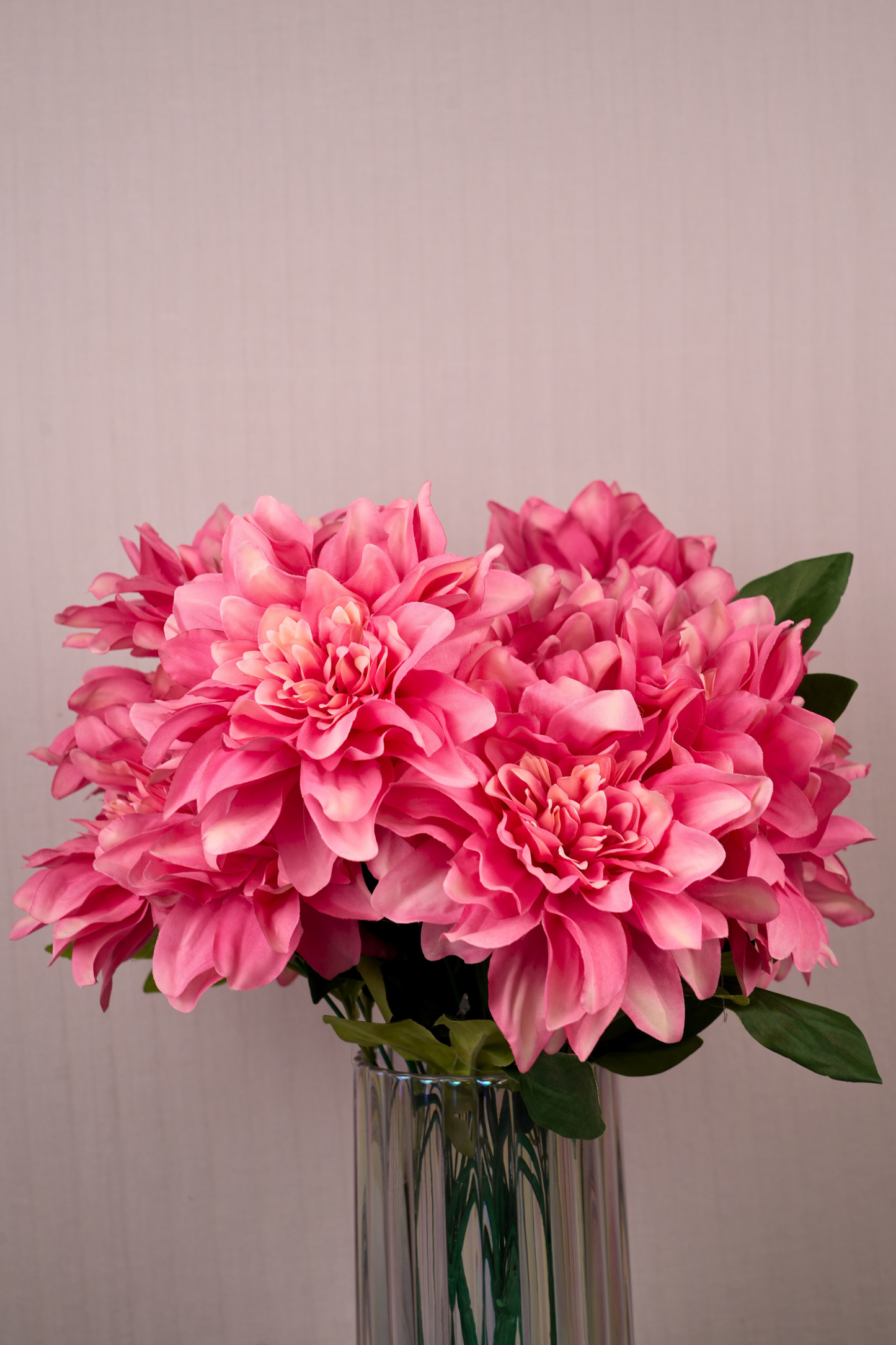 Faux Dahlia Splendid Flower Stem - Bright Pink