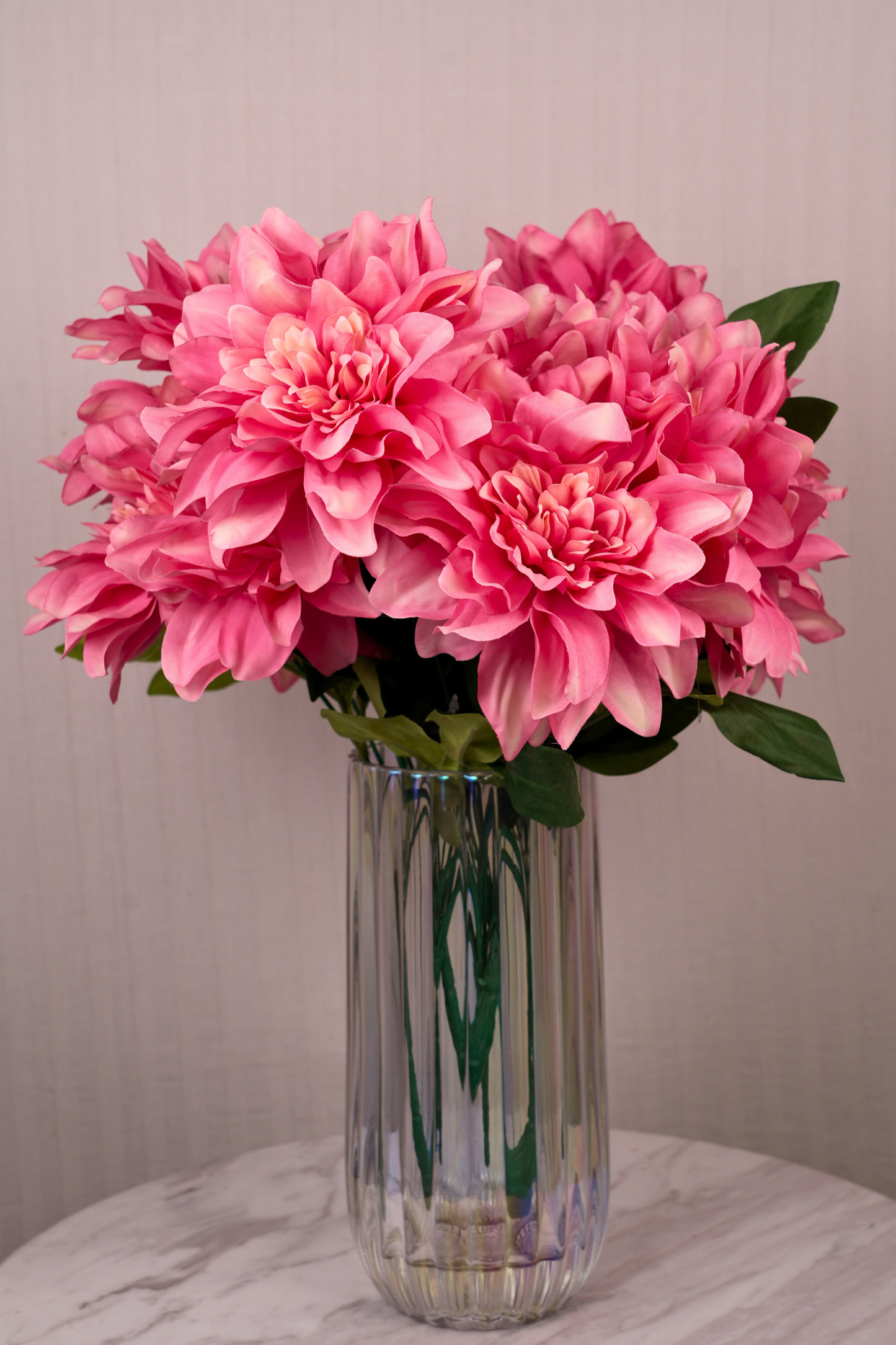 Faux Dahlia Splendid Flower Stem - Bright Pink