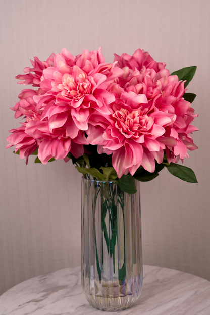 Faux Dahlia Splendid Flower Stem - Bright Pink