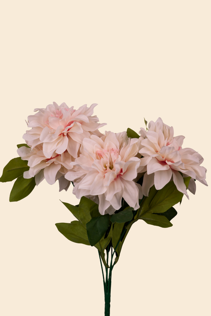 Faux Dahlia Splendid Flower Stem - Cream Pink