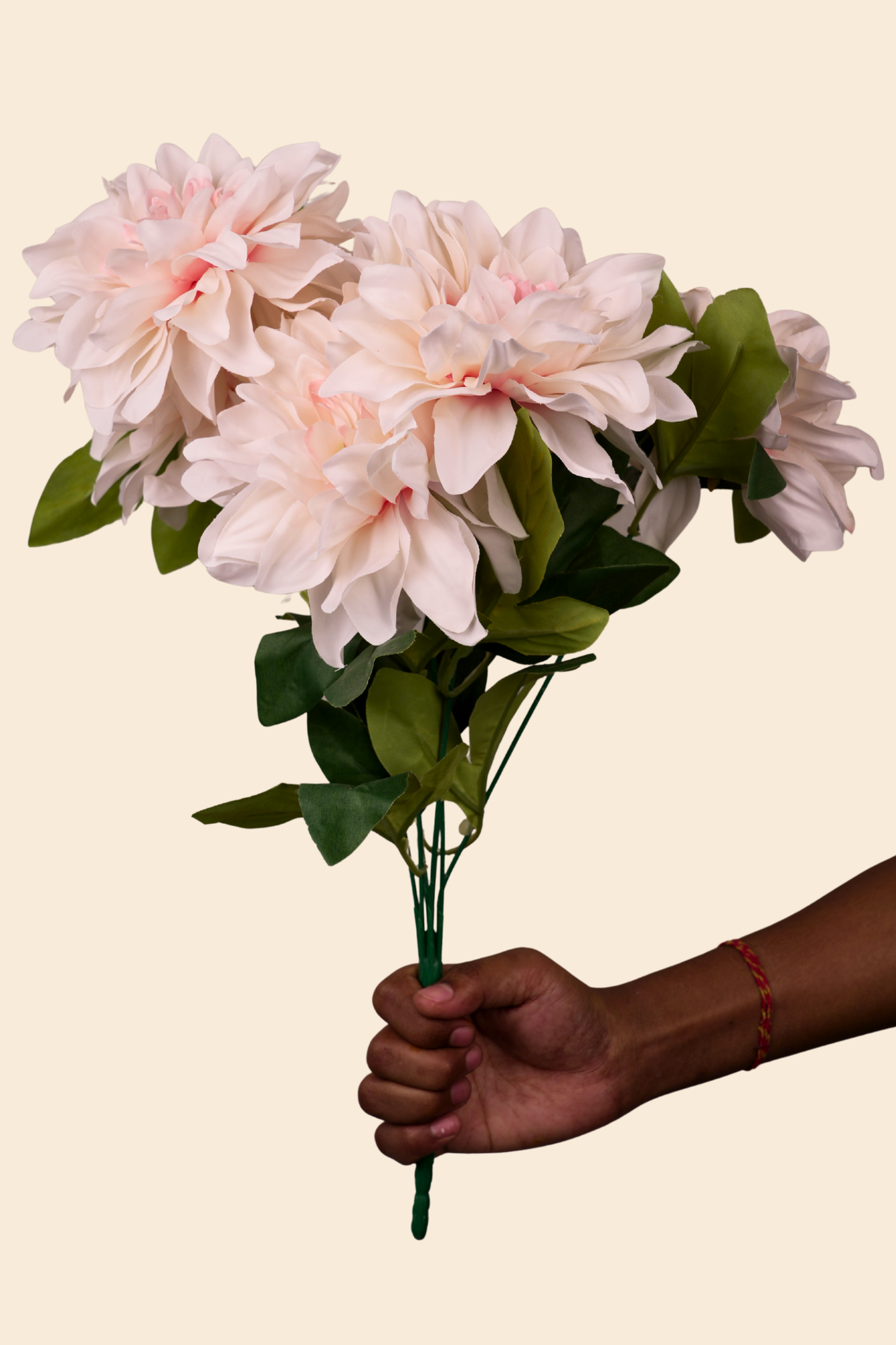 Faux Dahlia Splendid Flower Stem - Cream Pink