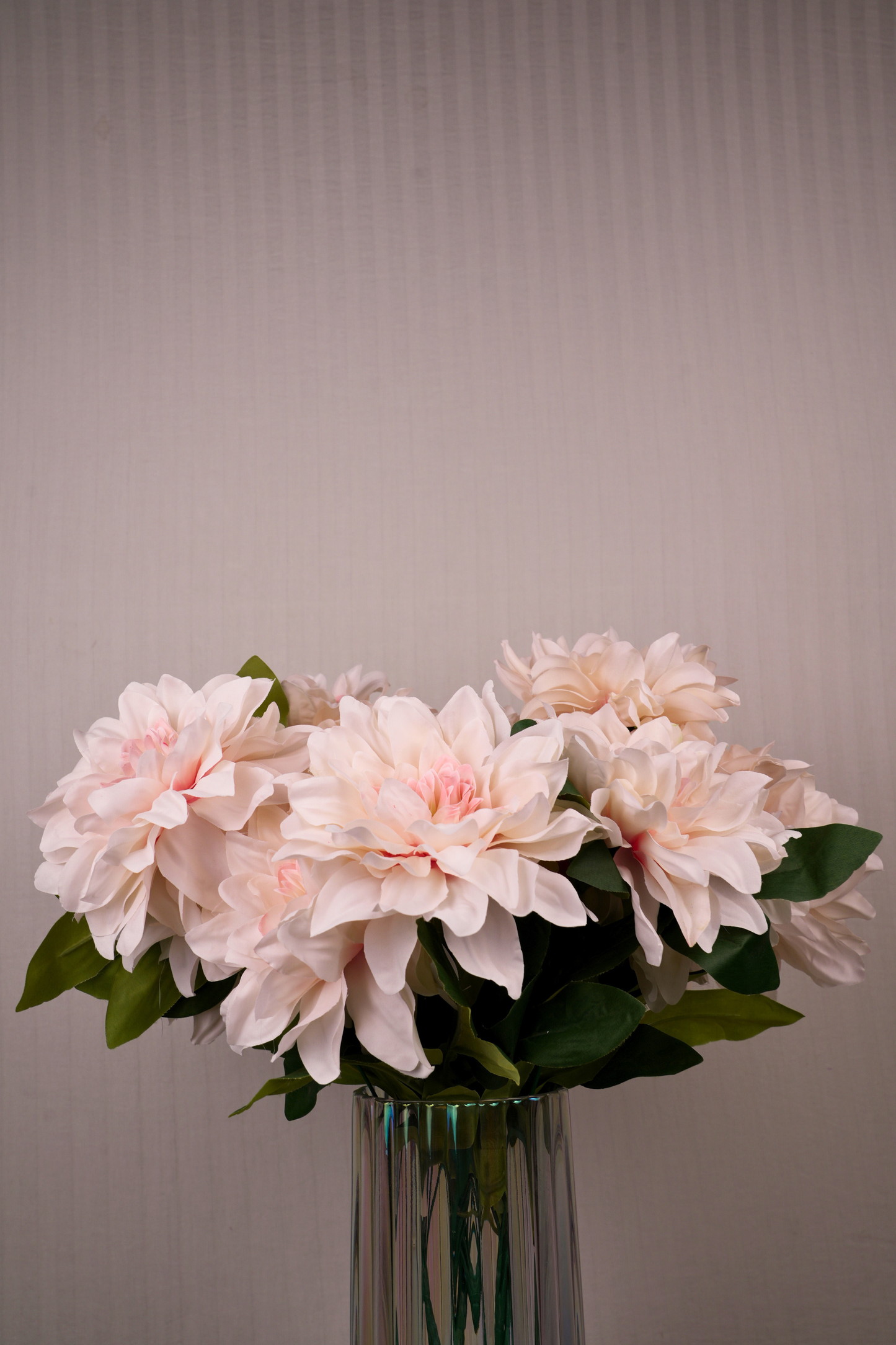 Faux Dahlia Splendid Flower Stem - Cream Pink