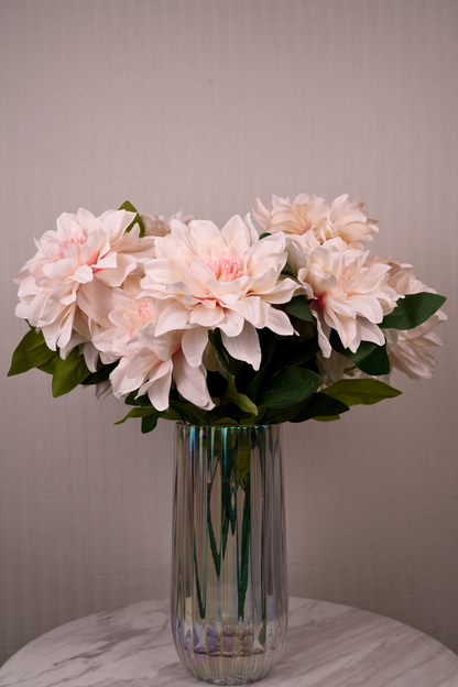 Faux Dahlia Splendid Flower Stem - Cream Pink