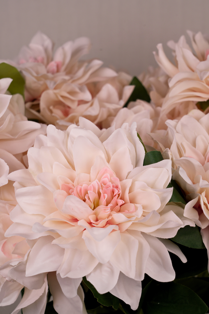 Faux Dahlia Splendid Flower Stem - Cream Pink
