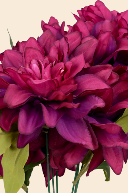 Faux Dahlia Splendid Flower Stem - Deep Purple