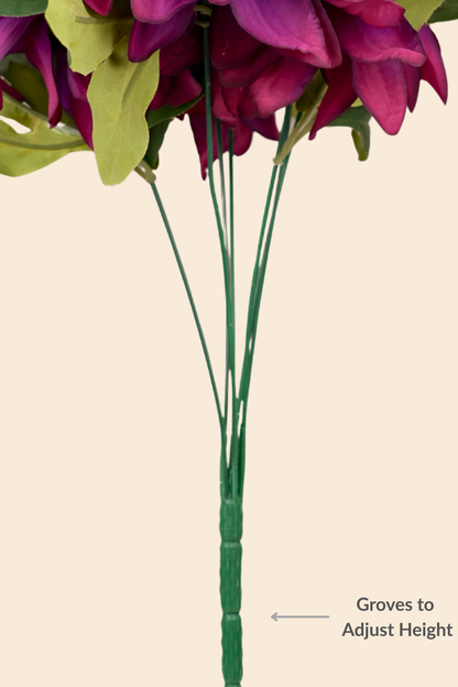 Faux Dahlia Splendid Flower Stem - Deep Purple