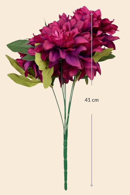 Faux Dahlia Splendid Flower Stem - Deep Purple