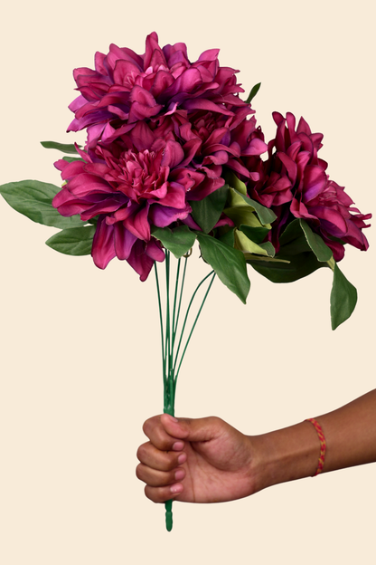 Faux Dahlia Splendid Flower Stem - Deep Purple