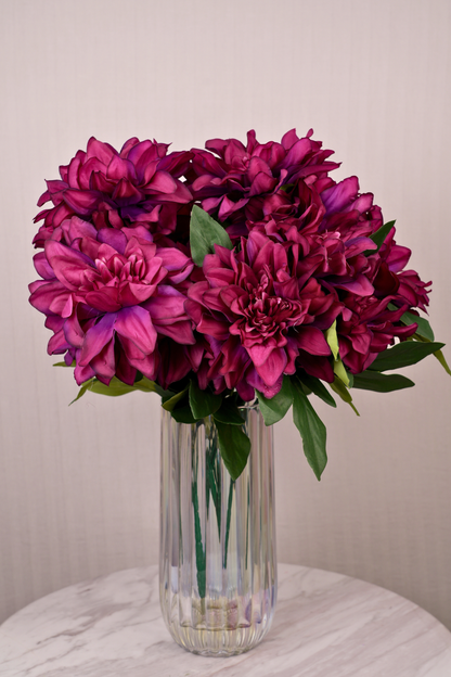 Faux Dahlia Splendid Flower Stem - Deep Purple