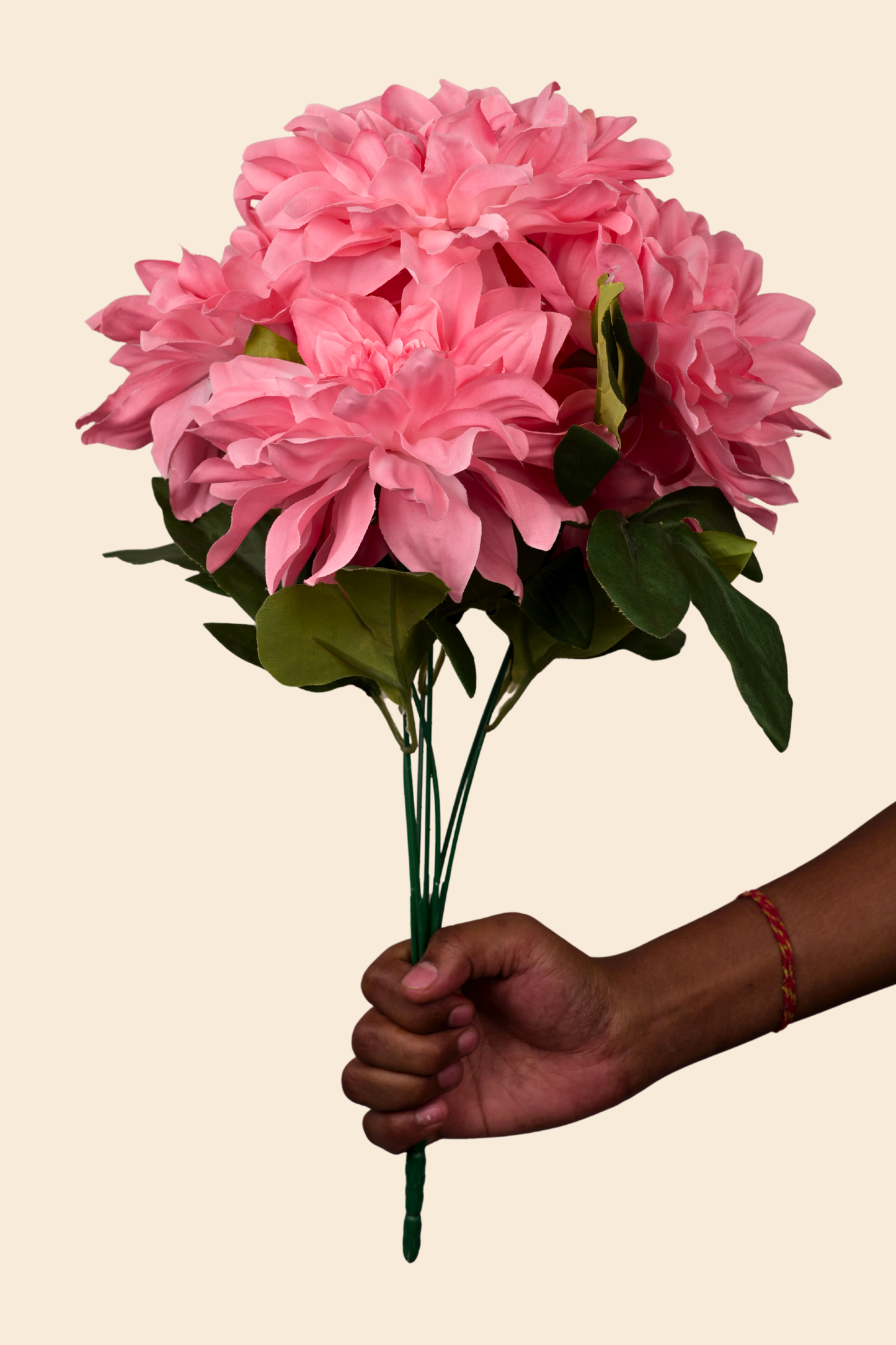 Faux Dahlia Splendid Flower Stem - Peach Pink