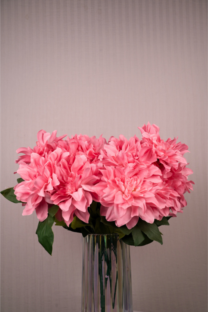 Faux Dahlia Splendid Flower Stem - Peach Pink