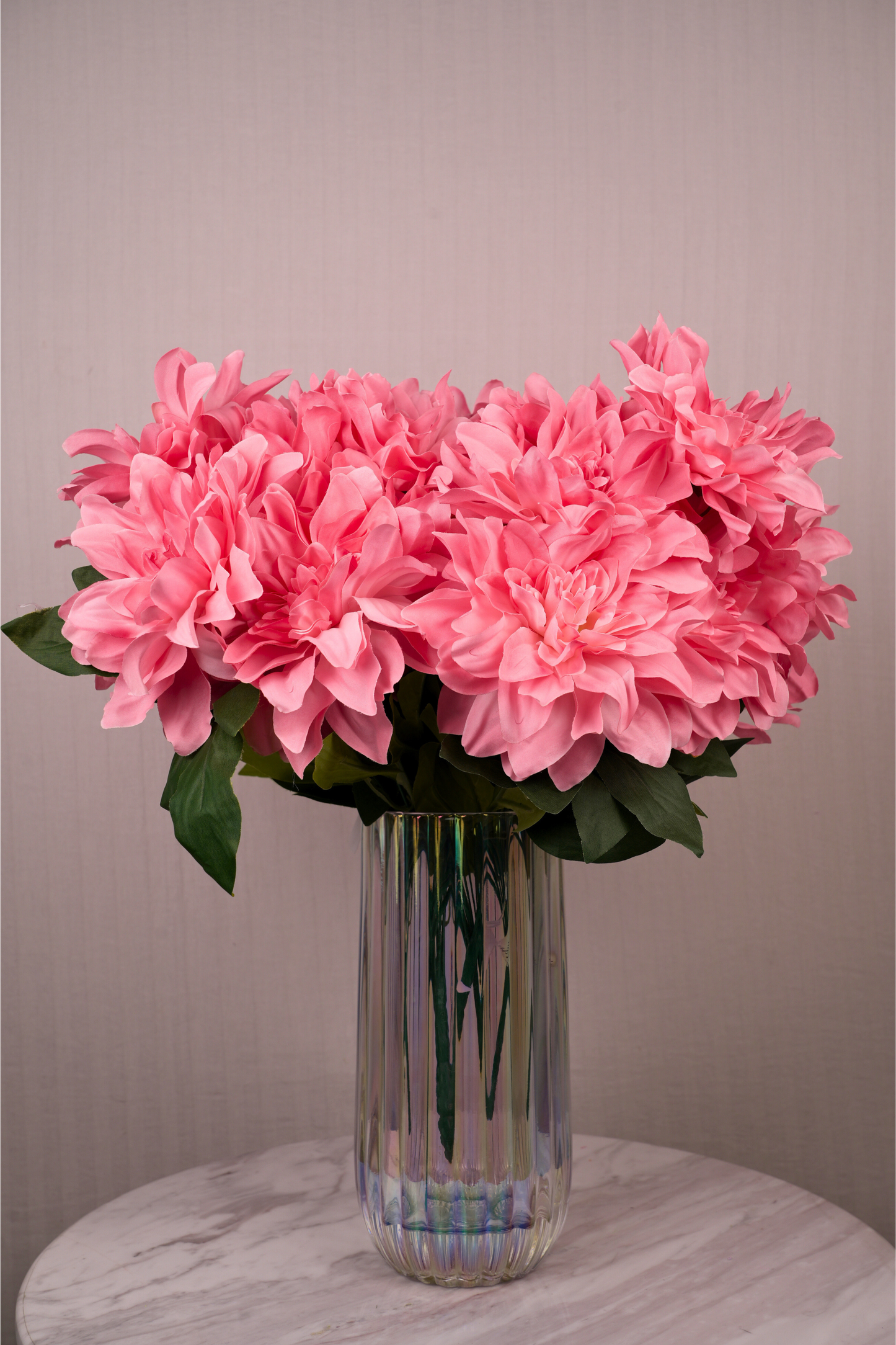 Faux Dahlia Splendid Flower Stem - Peach Pink