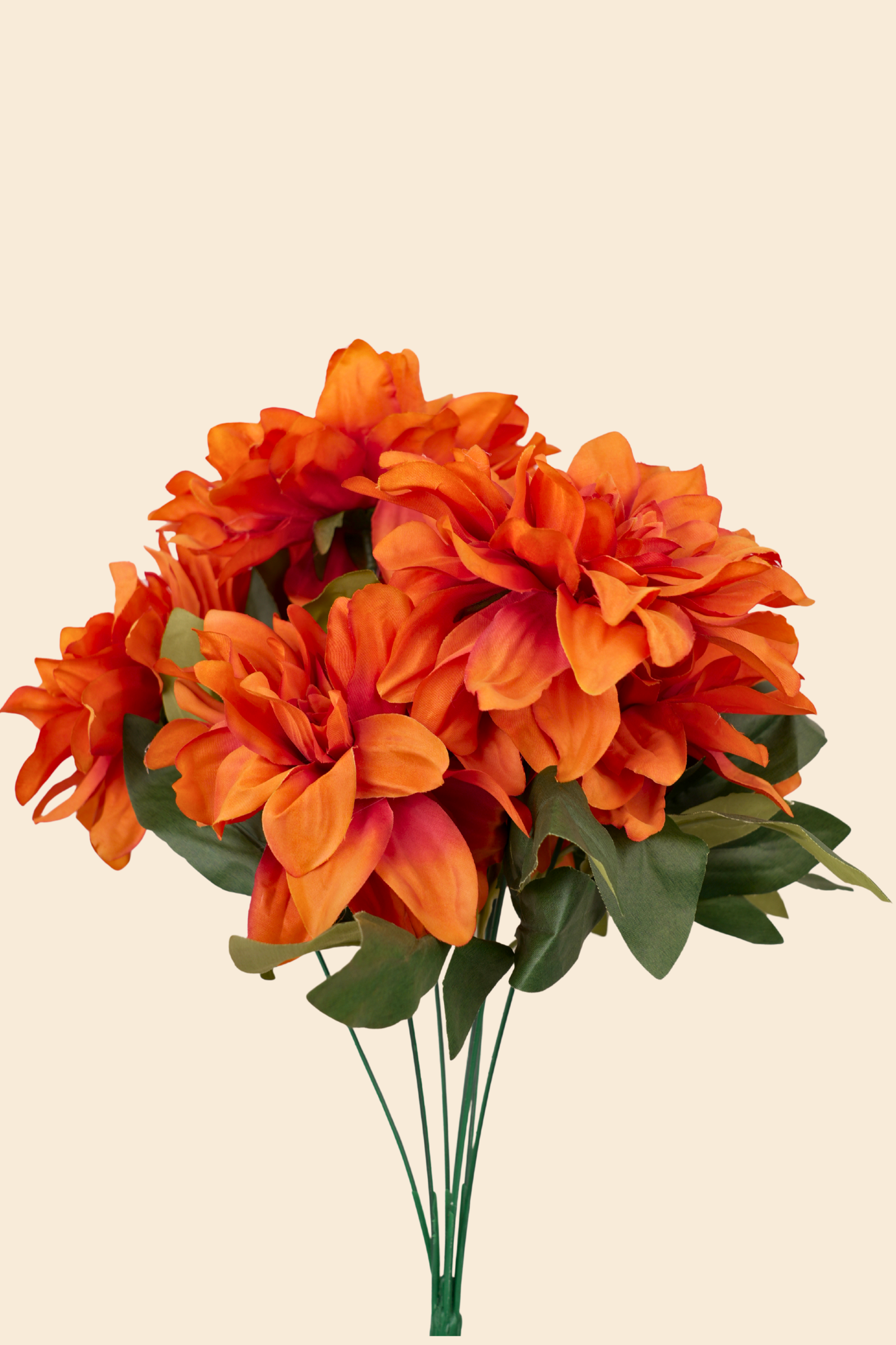 Faux Dahlia Splendid Flower Stem - Rust Orange