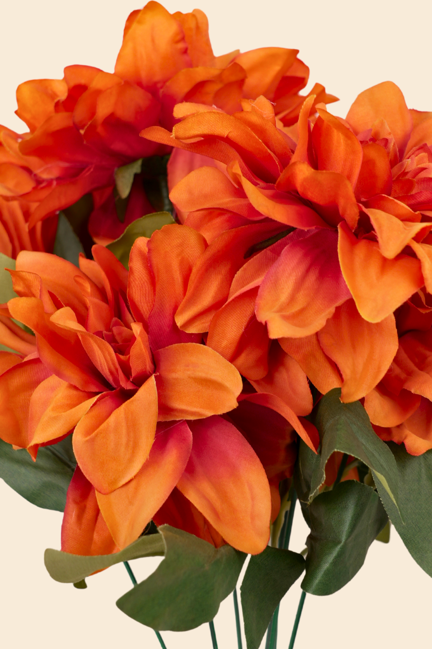 Faux Dahlia Splendid Flower Stem - Rust Orange