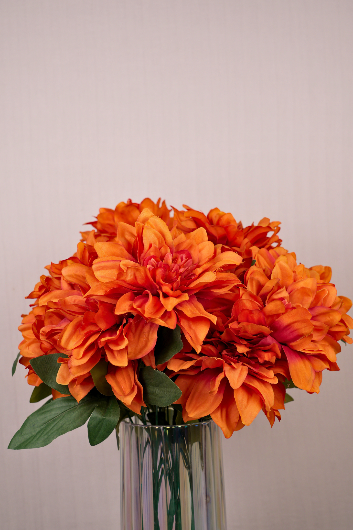 Faux Dahlia Splendid Flower Stem - Rust Orange