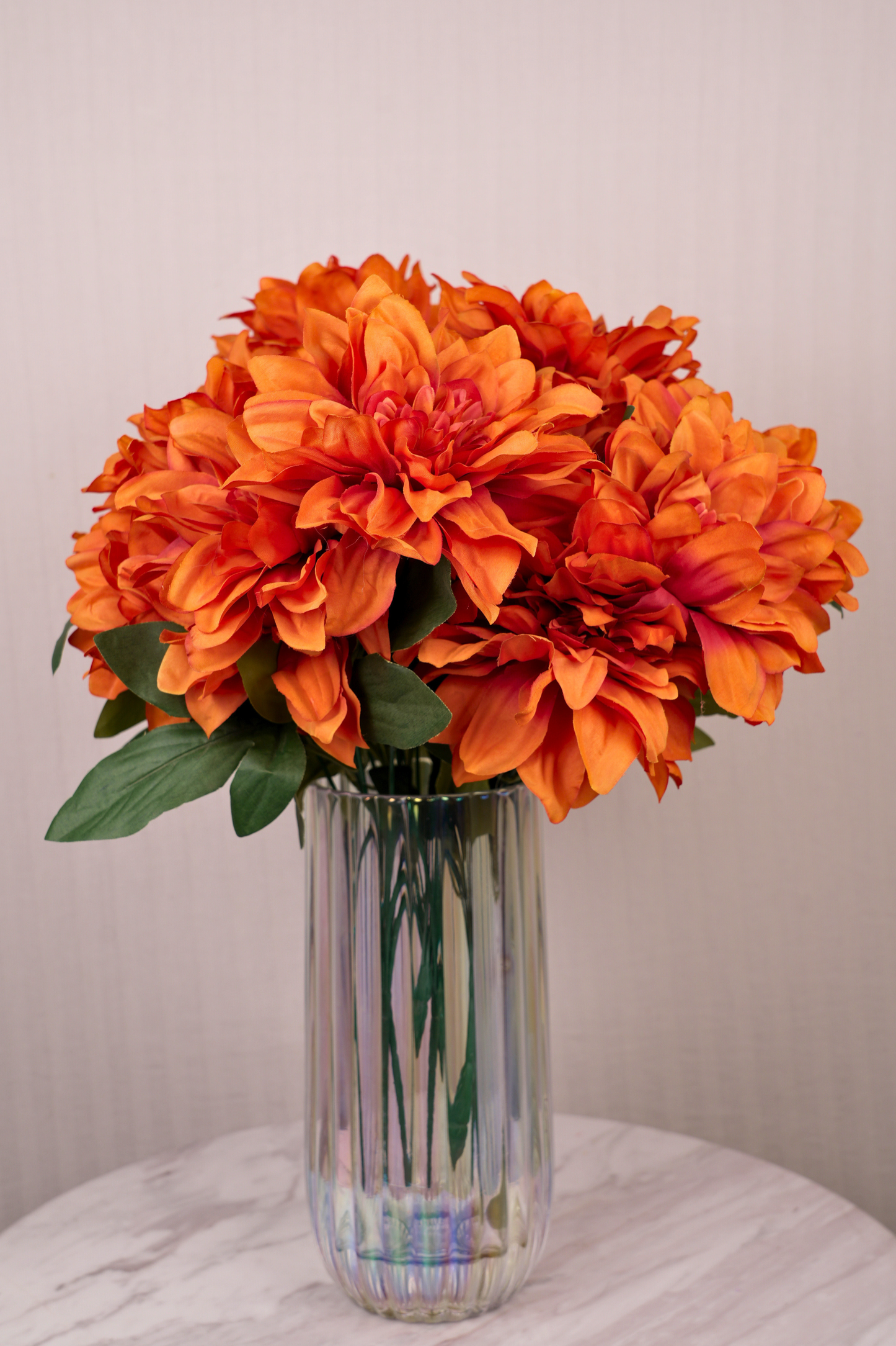 Faux Dahlia Splendid Flower Stem - Rust Orange