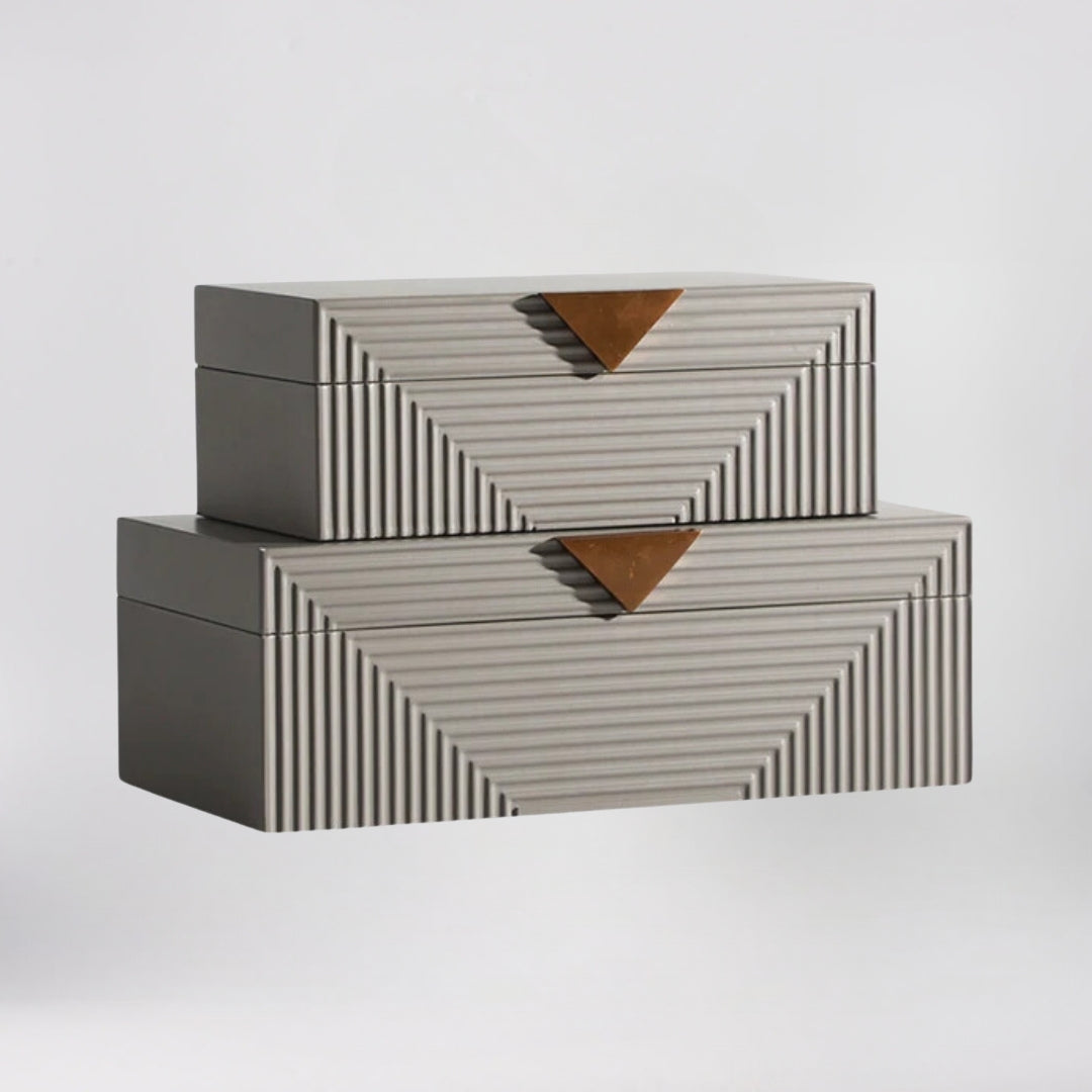 Sleek Grey Resin and Metal Storage Box