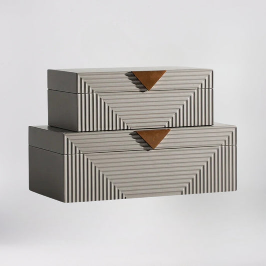 Sleek Grey Resin and Metal Storage Box