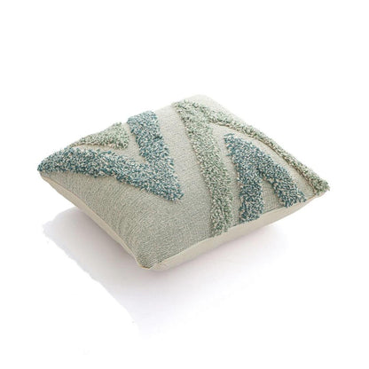 Arrowhead Mint, Green & Natural Cotton Knitted Decorative Cushion Cover (18 in x 18 in)