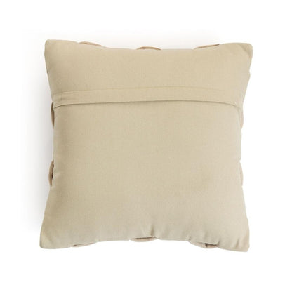 Basket Knit Sandy Brown Cotton Knitted Decorative Cushion Cover (16 in x 16 in)