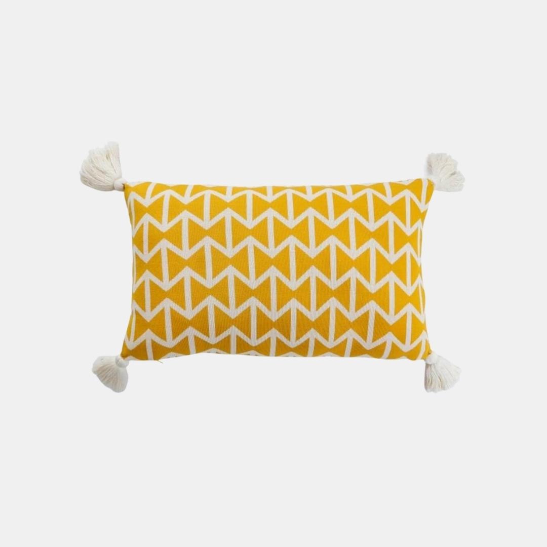 Beatrice Twanty Olive & Natural Cotton Knitted Decorative Cushion Cover (12 in x 20 in)