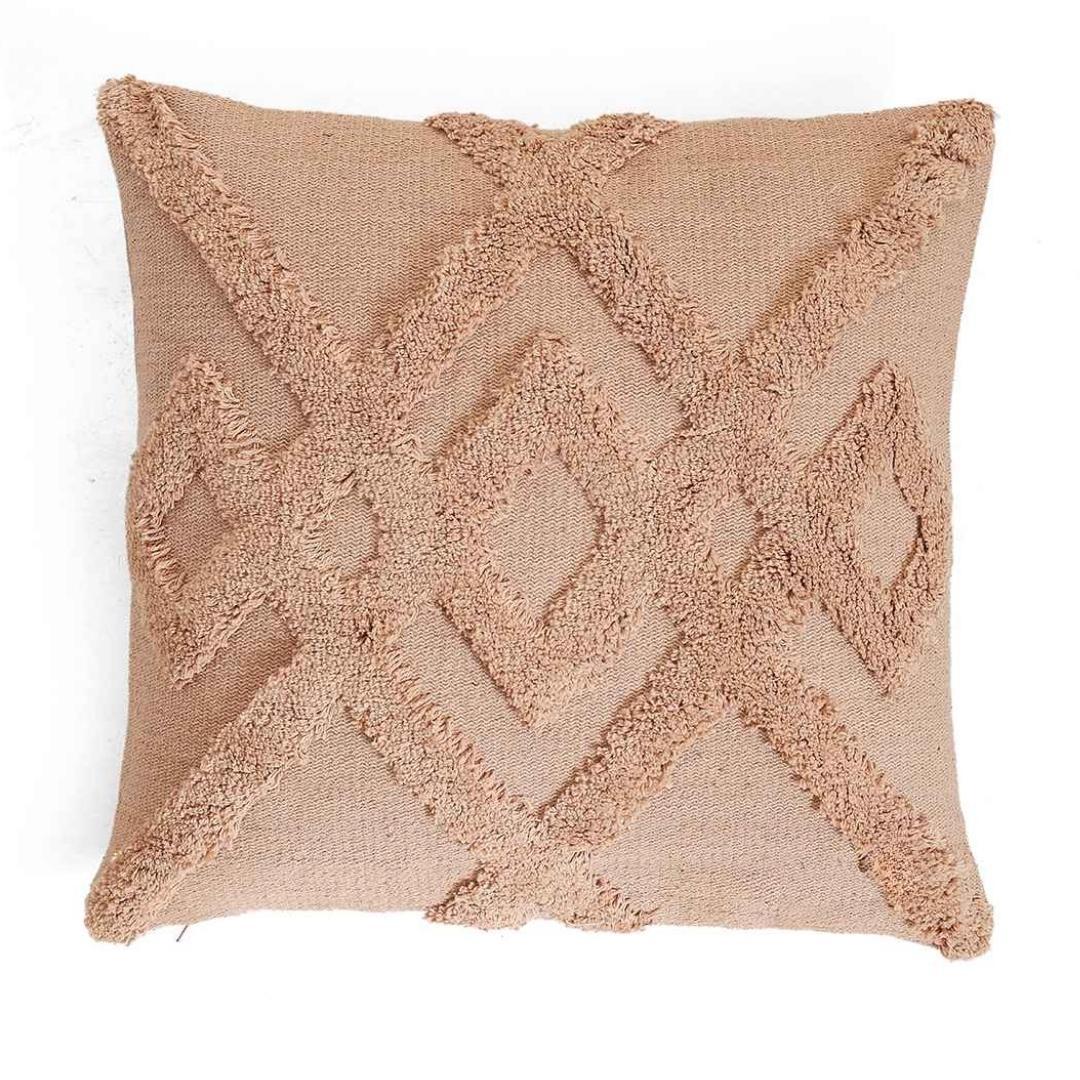 Bermuda Blush Pink Cotton Knitted Decorative Cushion Cover (18 in x 18 in)